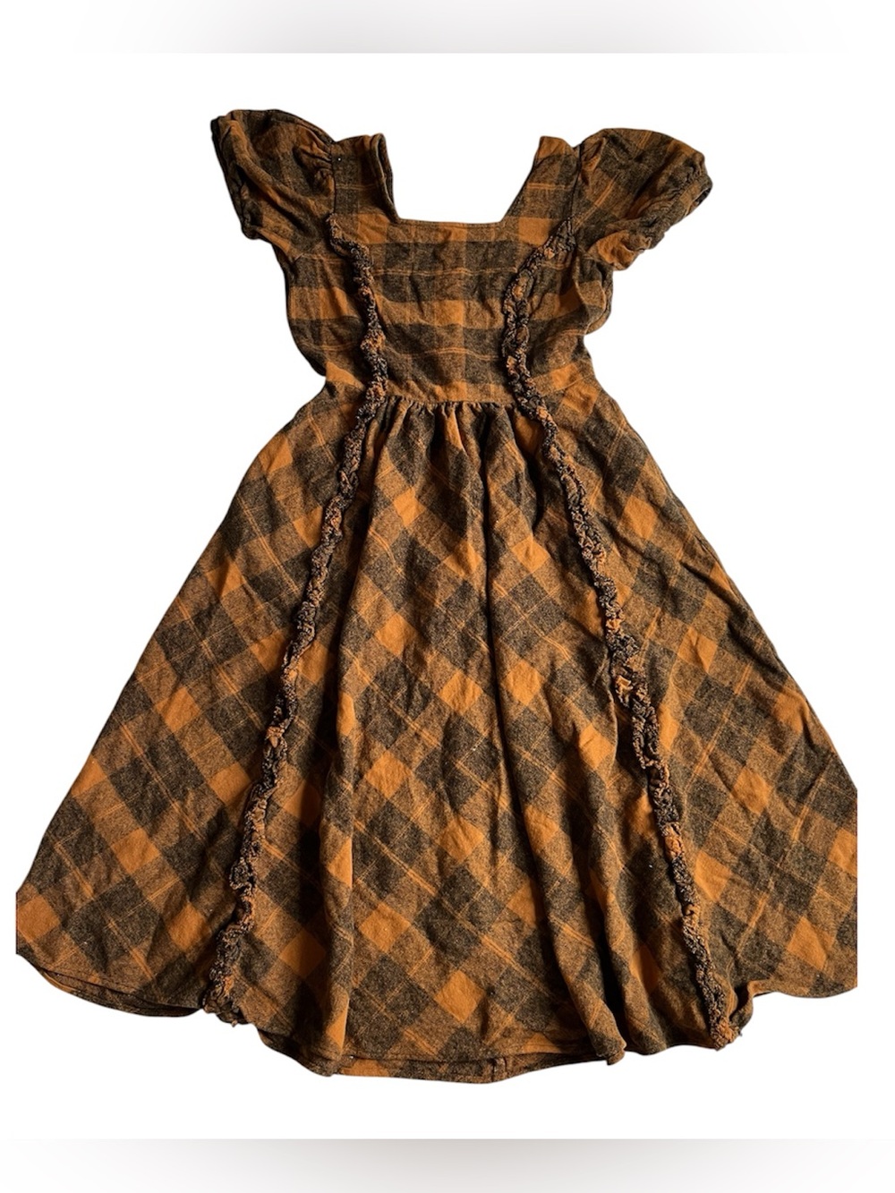 Ivy City Co Girls Plaid Dress in Rust Orange